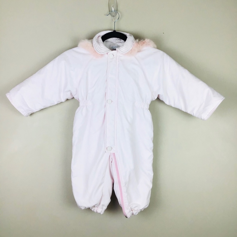 MAGIL Italy Toddler Coat Pink Feather Hood 18 mo